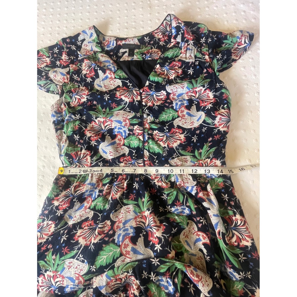 J.Crew Navy Floral Flutter Sleeve Fit & Flare Dress Size 2 Cottagecore Boho - Picture 5 of 10